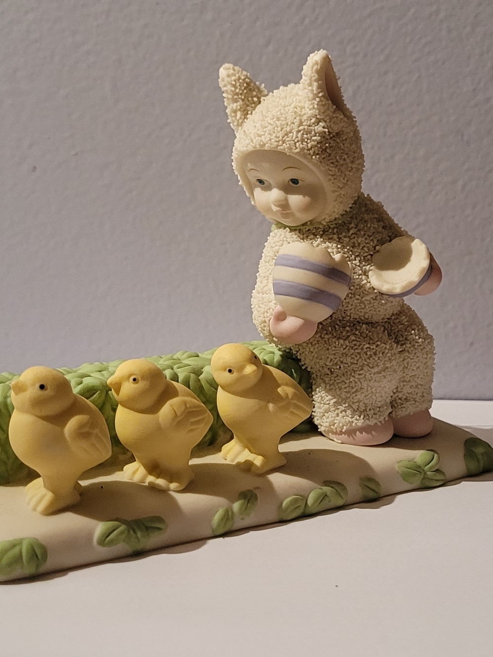 Department 56 Leaving Home Bunny Costume Figurine with Yellow Chicks
